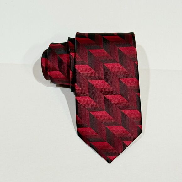 Pierre Cardin Hand Made Red Blue Silk Men’s Neck Tie - Picture 10 of 11